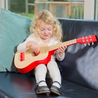 Toy guitar deluxe - natural/red